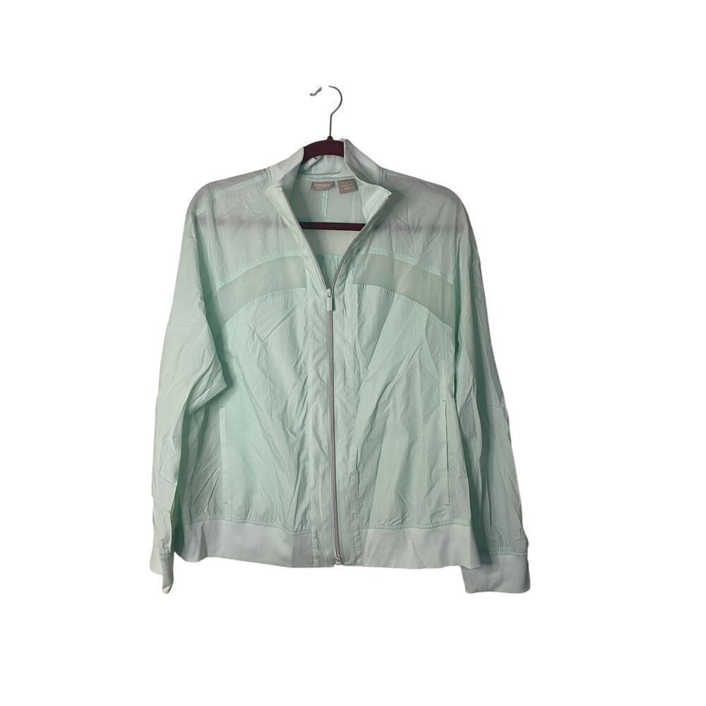 Chico’s Green Zip Windbreaker Size 1 - Picture 2 of 8